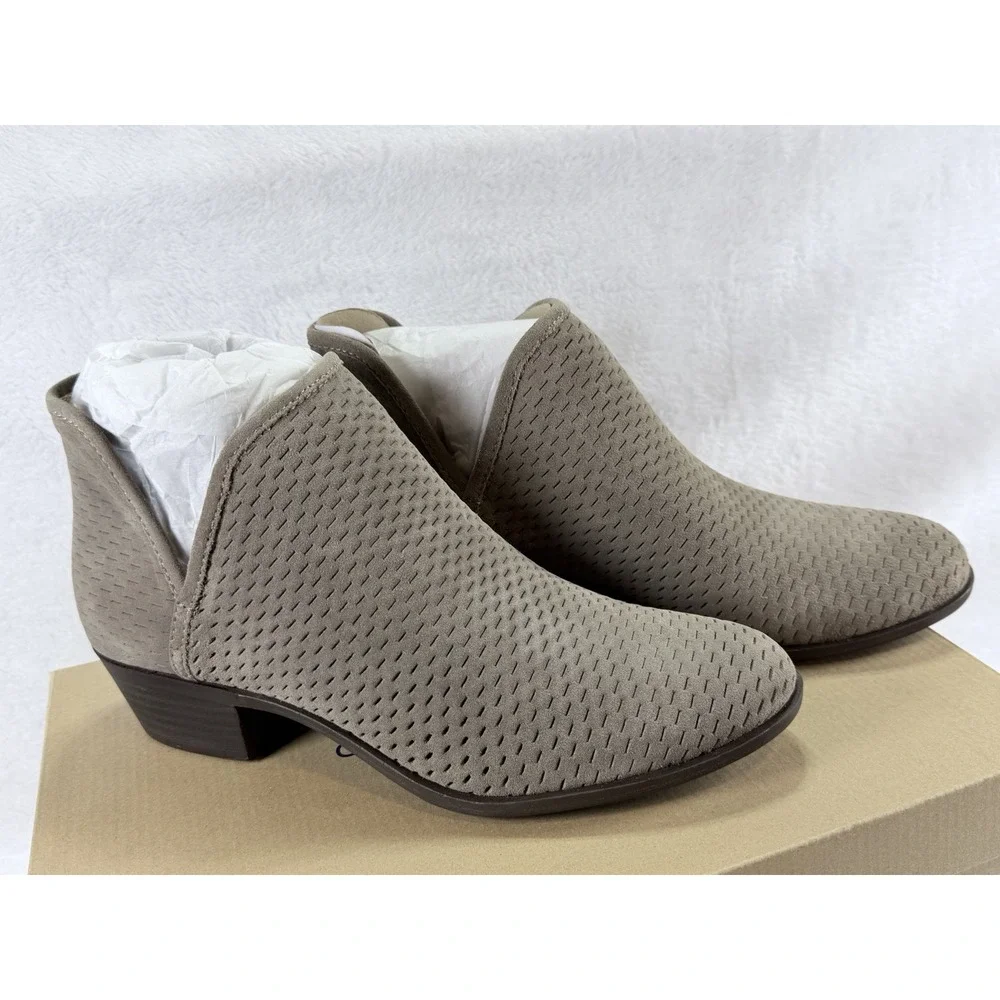 Lucky Brand Baley Brindle Oiled Suede Perforated Ankle Booties Box 9.5M NIB